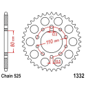 Corona 36 Denti Passo 525 Honda Triumph - Argento