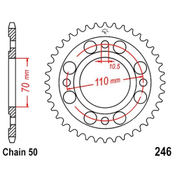 Corona 36 Denti Passo 530 Honda - Argento