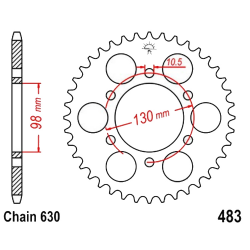 Corona 33 Denti Passo 630 Kawasaki - Argento