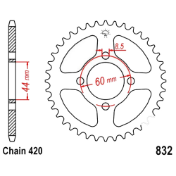 Corona 52 Denti Passo 420 - Yamaha Nera