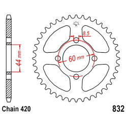 Corona 45 Denti Passo 420 - Yamaha Nera