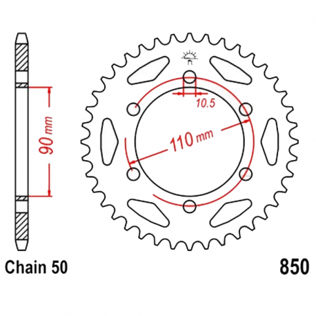  Corona 33 Denti Passo 530 Yamaha - Argento
