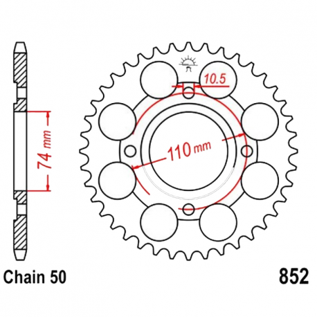  Corona 41 Denti Passo 530 Yamaha - Argento