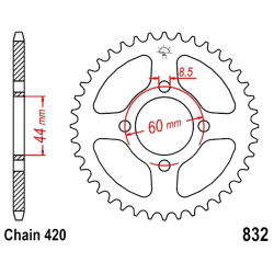 Corona 48 Denti Passo 420 Yamaha - Nera