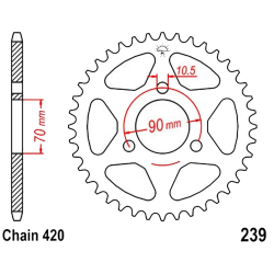 Corona 40 Denti Passo 420 Honda - Nera