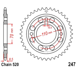 Corona 36 Denti Passo 520 - Honda Argento