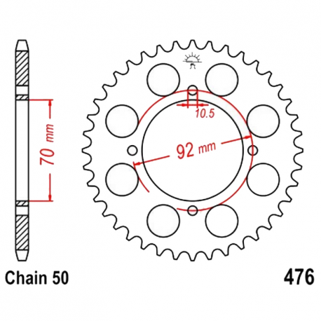 Corona 45 Denti Passo 530 - Kawasaki Argento