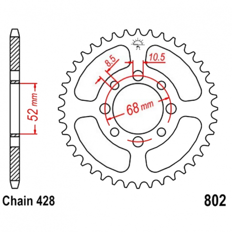 Corona 38 Denti Passo 428 Suzuki - Nera