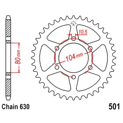 Corona 40 Denti Passo 630 Kawasaki - Argento