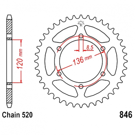 Corona 39 Denti Passo 520 Yamaha - Nura 