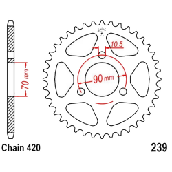 Corona 42 Denti Passo 420 - Kawasaki Argento