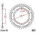 Corona 44 Denti Passo 530 -Yamaha Argento