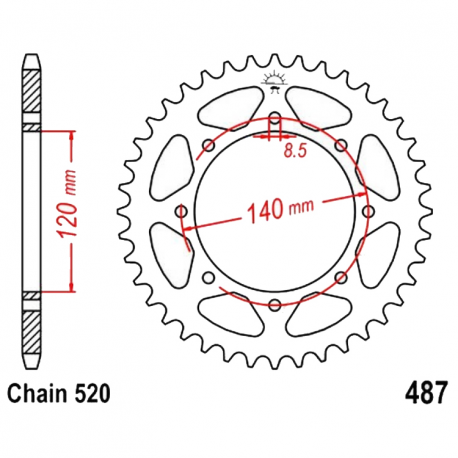 Corona 44 Denti Passo 520 Kawasaki Nera