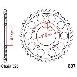 Corona 47 Denti Passo 525 Suzuki Argento