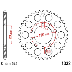 Corona 44 Denti Passo 525 Triumph - Honda Argento