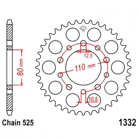 Corona 44 Denti Passo 525 Triumph - Honda Argento