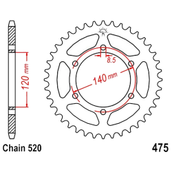 Corona 40 Denti Passo 520 Kawasaki Nera