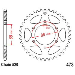 Corona 37 Denti Passo 520 Kawasaki Argento