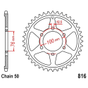 Corona 46 Denti Passo 530 Suzuki Argento