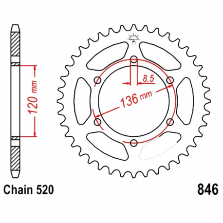  Corona 37 Denti Passo 520 Yamaha Nera 