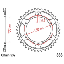 Corona 46 Denti Passo 535 Yamaha Arancio