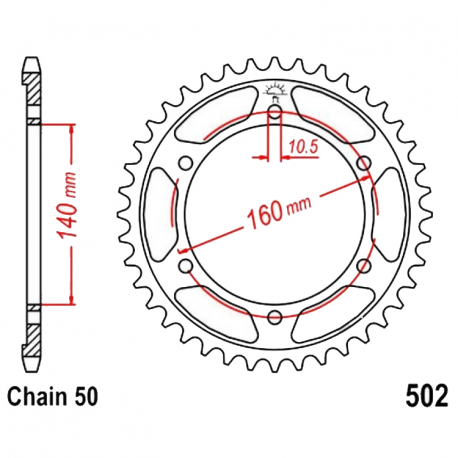 Corona 47 Denti Passo 530 Kawasaki Arancio