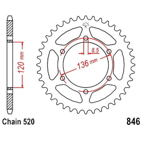Corona 41 Denti Passo 520 Yamaha Nera
