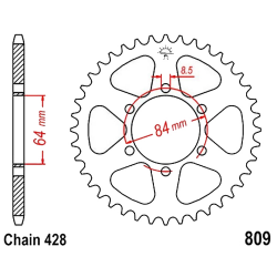 Corona 53 Denti Passo 428 Suzuki Nera