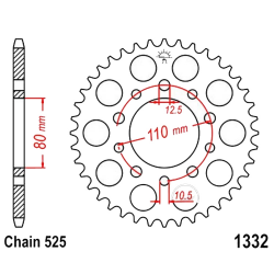 Corona 40 Denti Passo 525 Honda - Triumph Argento