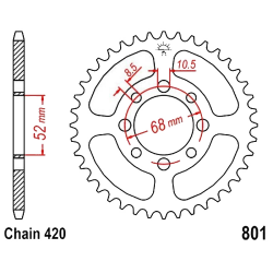 Corona 54 Denti Passo 420 Yamaha - Suzuki Argento
