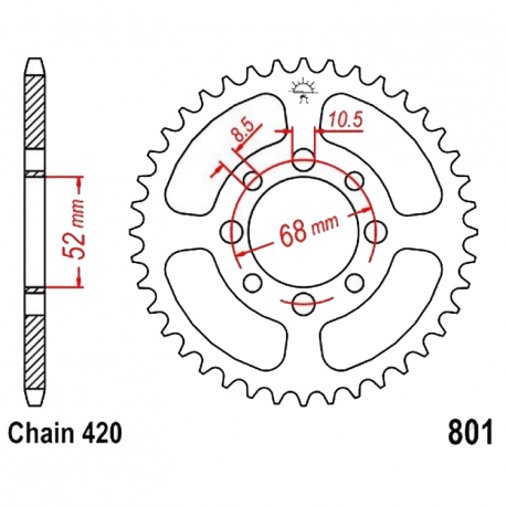 Corona 54 Denti Passo 420 Yamaha - Suzuki Argento
