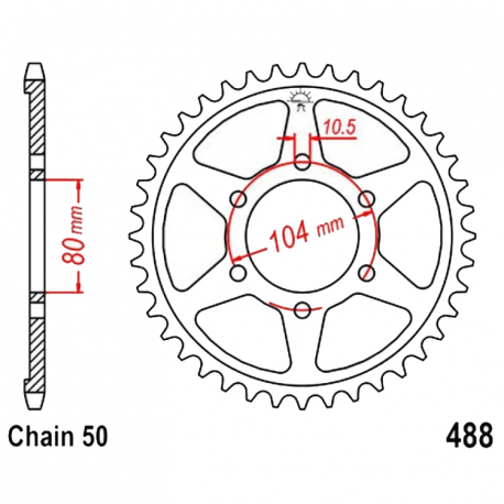 Corona 44 Denti Passo 530 Kawasaki - Argento