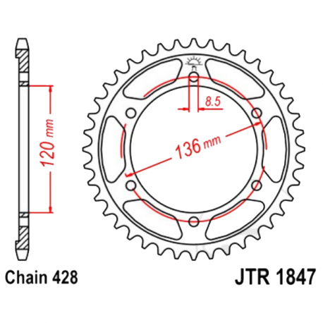 Corona 57 Denti Passo 428 Yamaha Nera