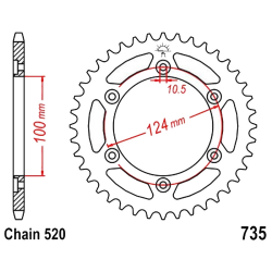 Corona 37 Denti Passo 520 Ducati Nera