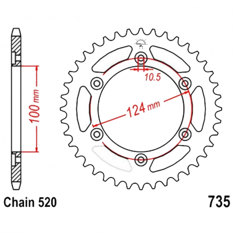 Corona 39 Denti Passo 520 Ducati Nera