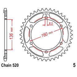 Corona 45 Denti Passo 520 Bmw - Aprilia