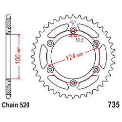 Corona 38 Denti Passo 520 Ducati Nera