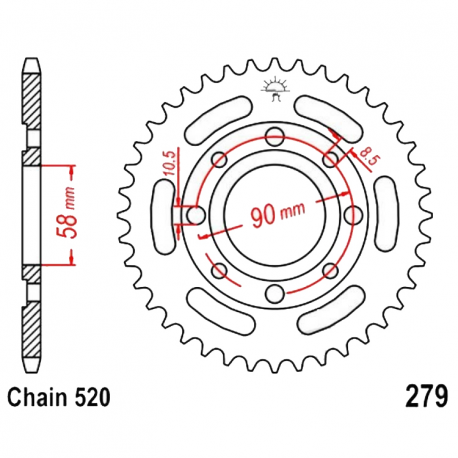 Corona 39 Denti Passo 520 Honda Nera