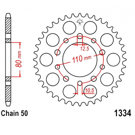 Corona 40 Denti Passo 530 Honda Nera