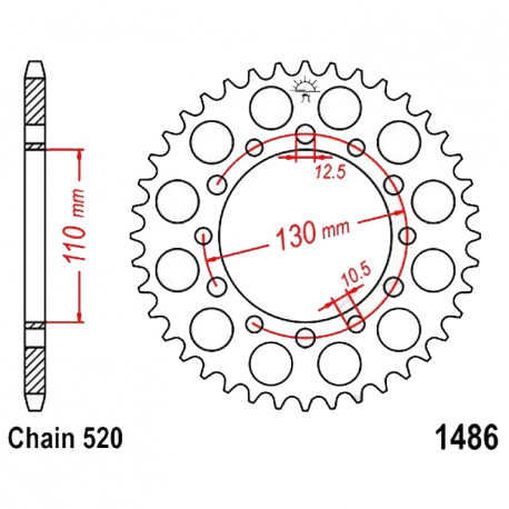 Corona 40 Denti Passo 520 Honda Nera