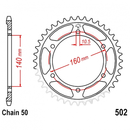 Corona 44 Denti Passo 530 Kawasaki Nera