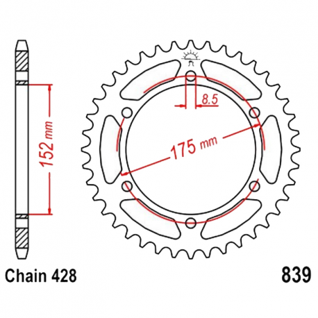 Corona 57 Denti Passo 428 Yamaha Argento