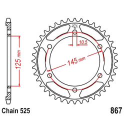 Corona 42 Denti Passo 525 Yamaha Nera