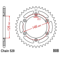 Corona 43 Denti Passo 520 Suzuki Nera