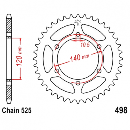 Corona 45 Denti Passo 525 Kawasaki Argento