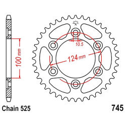 Corona 42 Denti Passo 525 Ducati - Benelli Argento