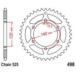 Corona 46 Denti Passo 525 Kawasaki - Suzuki Argento