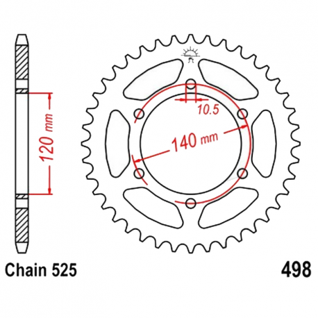 Corona 44 Denti Passo 525 Kawasaki - Suzuki Argento