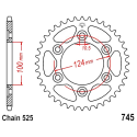 Corona 43 Denti Passo 525 Ducati Benelli Argento