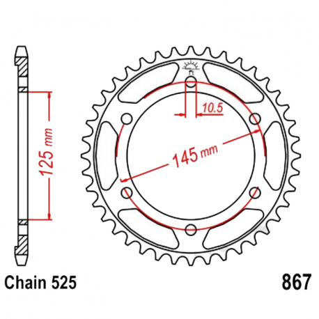 Corona 43 Denti Passo 525 Yamaha Argento